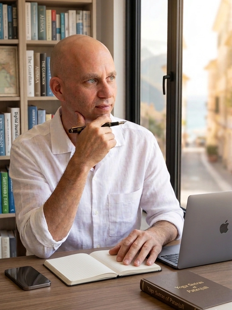 André working as a journalist
